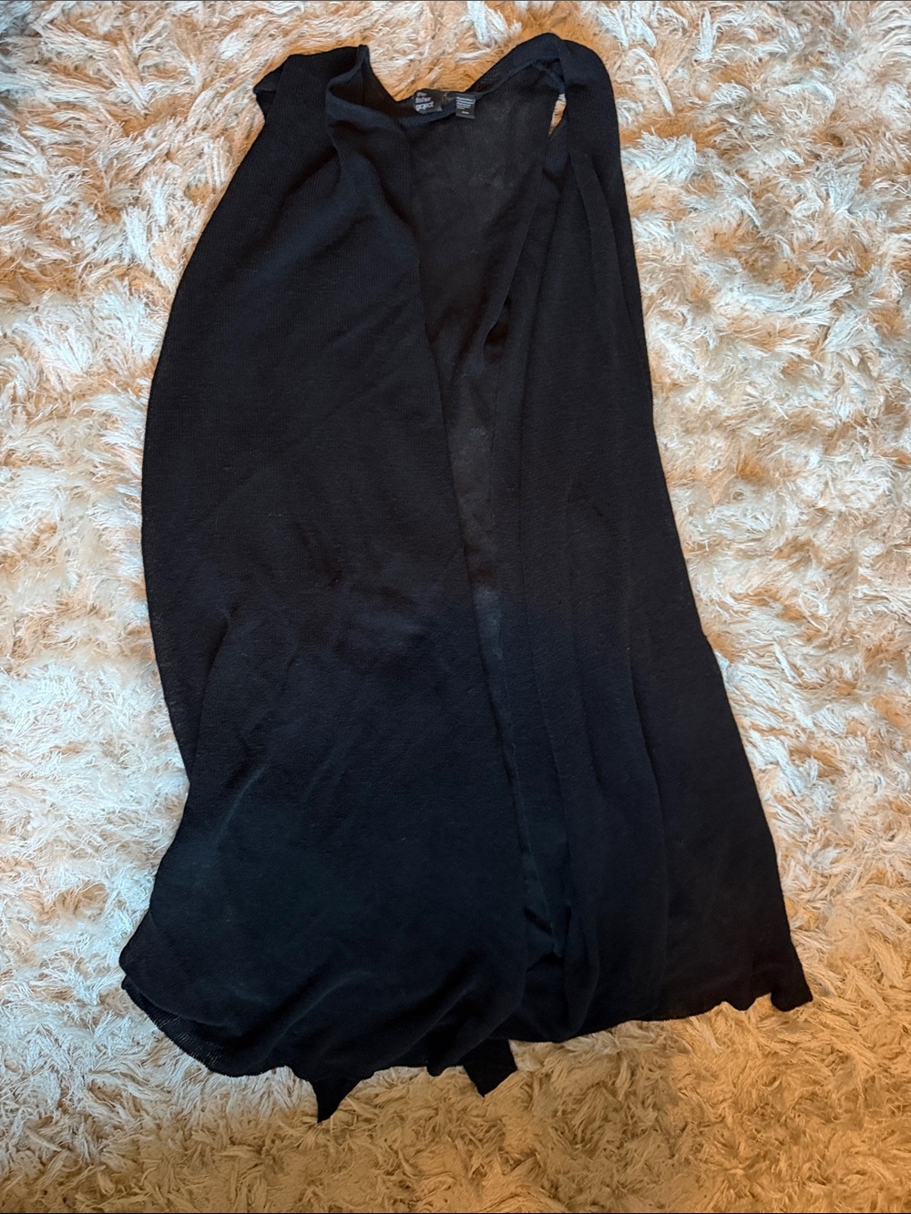 Eileen Fisher/ Fisher Project Black Sleeveless Open-Front Tunic cardigan